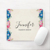Rosa und blaue Blume Extravagant Mousepad (Mit Mouse)