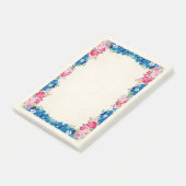 Rosa und blaue Blume Extravagant Post-it Klebezettel (angewinkelt)