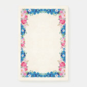 Rosa und blaue Blume Extravagant Post-it Klebezettel (Vorderseite)