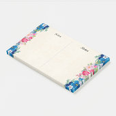 Rosa und blaue Blume Extravagant Post-it Klebezettel (angewinkelt)