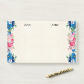 Rosa und blaue Blume Extravagant Post-it Klebezettel (Auf Schreibtisch)