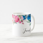 Rosa und blaue Blume Extravagant Summery Kaffeetasse (VorderseiteRechts)