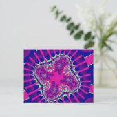 Rosa und blaue Blume Postkarte (Stehend Vorderseite)