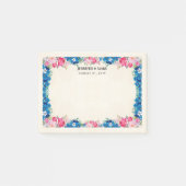 Rosa und blaue Blume Rahmen Extravagante Hochzeit Post-it Klebezettel (Vorderseite)