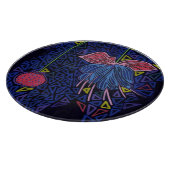 Rosa und blaue Blume Schneidebrett (Ecke)