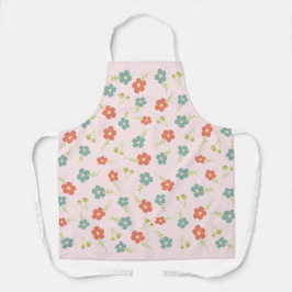 Rosa und blaue Blume Schürze - Frischer Blumenstil