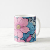 Rosa und blaue Blume Tasse (VorderseiteRechts)