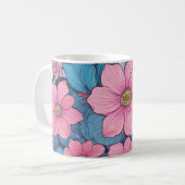 Rosa und blaue Blume Tasse (Vorderseite Links)