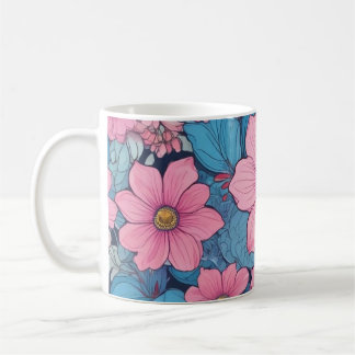Rosa und blaue Blume Tasse
