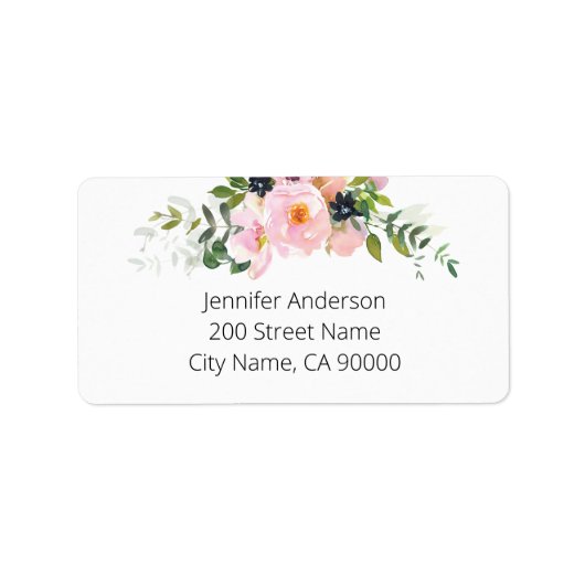 Rosa und blaue Blumen Adressaufkleber (Vorne)