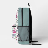 Rosa und blaue Blumen Bedruckter Rucksack (Rechts)