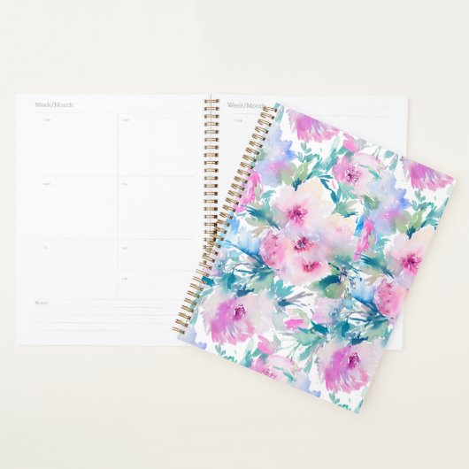 Rosa und blaue Blumen Collage Notizbuch Planer (Anzeige)