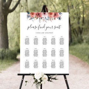Rosa und blaue Blumen Elegantes Seekartenzeichen Poster