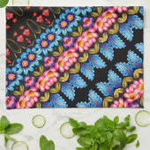 Rosa und blaue Blumen Geschirrtuch (Gefaltet)