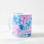 Rosa und blaue Blumen Kaffeetasse (Vorderseite Links)