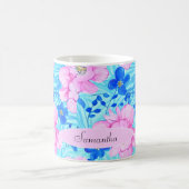 Rosa und blaue Blumen Kaffeetasse (Mittel)