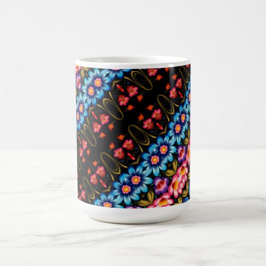 Rosa und blaue Blumen Kaffeetasse (Mittel)