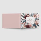 Rosa und blaue Blumen mit Burgund-Rose Gästebuch (Voll)