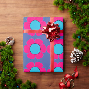 Rosa und blaue Blumen Natur Girlie Art Geschenkpapier