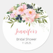 Rosa und blaue Blumen Runder Aufkleber (Vorderseite)