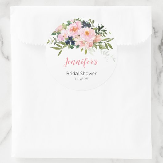Rosa und blaue Blumen Runder Aufkleber (Tasche)