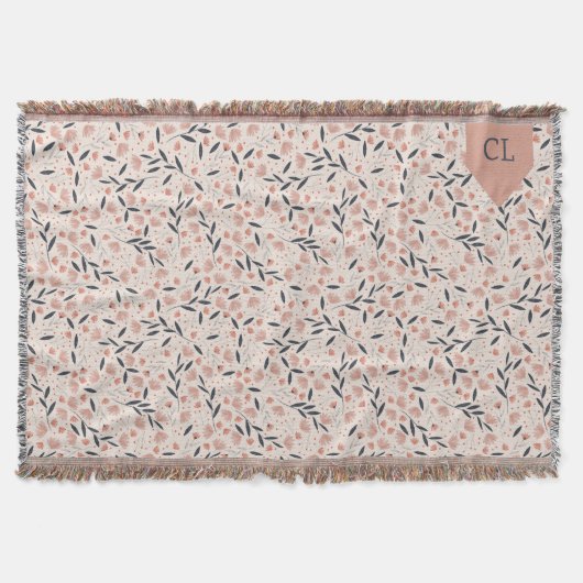 Rosa und blaue Blumen Rustikaler Kern Decke (Vorderseite)