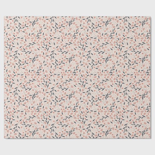 Rosa und blaue Blumen Rustikaler Kern Geschenkpapier (Flach)