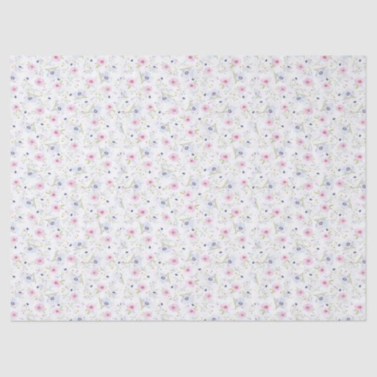 Rosa und blaue Blumen Seidenpapier (Vorderseite)