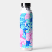 Rosa und blaue Blumen Trinkflasche (Links)
