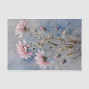 Rosa und blaue Blumen Wasserfarbe Decoupage Seidenpapier