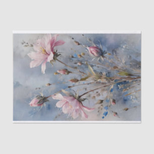 Rosa und blaue Blumen Wasserfarbe Decoupage Seidenpapier