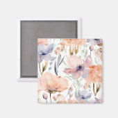 Rosa und blaue Blumen Wasserfarbe Magnet (Vorderseite/Rückseite)