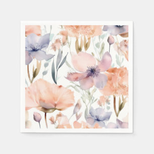 Rosa und blaue Blumen Wasserfarbe Serviette
