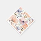 Rosa und blaue Blumen Wasserfarbe Serviette (Ecke)