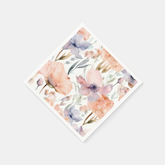 Rosa und blaue Blumen Wasserfarbe Serviette (Ecke)