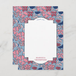 Rosa und blaue Blumenblöcke drucken Junge Geburtst Dankeskarte