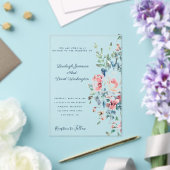 Rosa und blaue Blumengrenze Einladung zur Hochzeit (In Situ (Hochzeit))