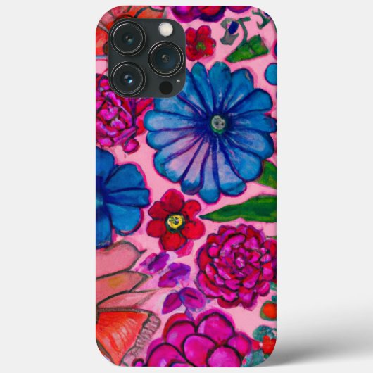 Rosa und blaue Blumenmuster Case-Mate iPhone Hülle (Rückseite)