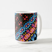 Rosa und blaue Blumenmuster Kaffeetasse (VorderseiteRechts)