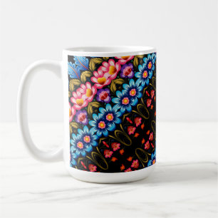 Rosa und blaue Blumenmuster Kaffeetasse
