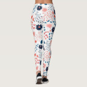 Rosa und blaue Blumenmuster Leggings (Rückseite)