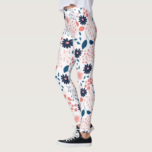 Rosa und blaue Blumenmuster Leggings (Links)