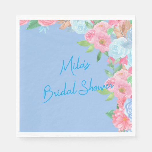rosa und blaue Blumenmuster Serviette (Vorderseite)
