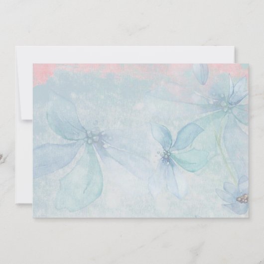 Rosa und blaue blumenreiche Hochzeit Das Foto Datu Save The Date (Rückseite)