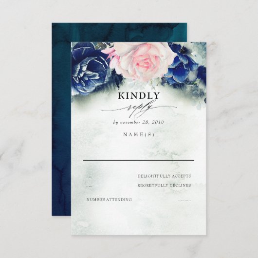 Rosa und blaue Blumenzwiebeln RSVP (Vorne/Hinten)