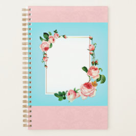 Rosa und blaue Blüten gestalten Ihr eigenes Vintag Planer