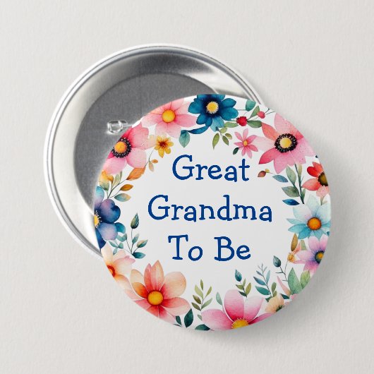 Rosa und blaue Blütenblüte Großes Grandma Babydusc Button (Vorne & Hinten)