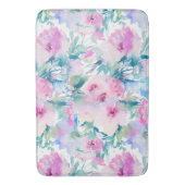Rosa und blaue Blütenmuster Badematte (Vorderseite Vertikal)