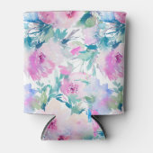 Rosa und blaue Blütenmuster Dosenkühler (Vorderseite)