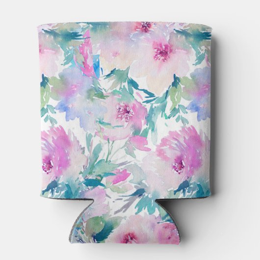 Rosa und blaue Blütenmuster Dosenkühler (Rückseite)